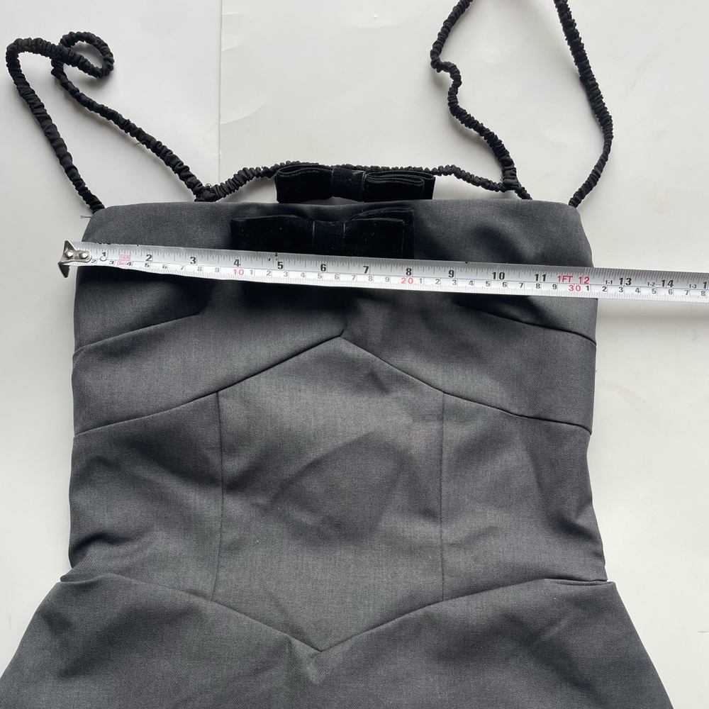 Backless Bow Detail Mini Dress – Charcoal Grey Structured Party Dress - Picture 5 of 7